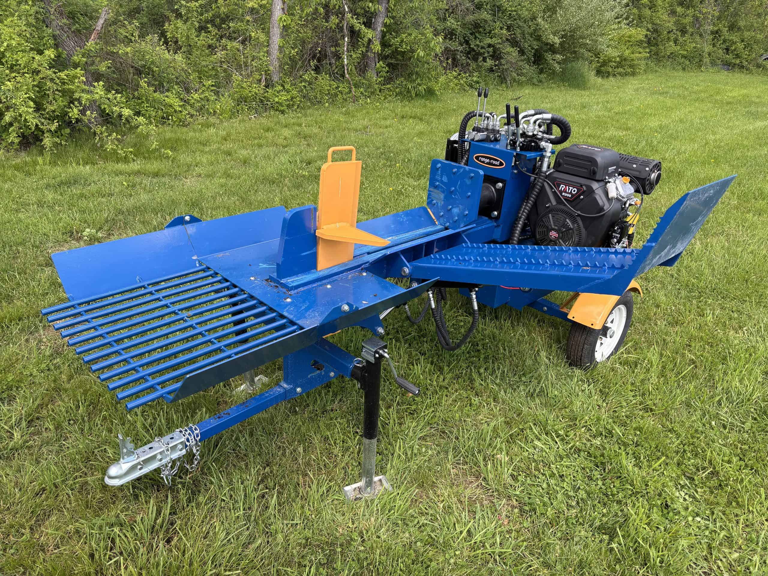 Heavy-duty tree mulcher attachment for land clearing and forestry work.